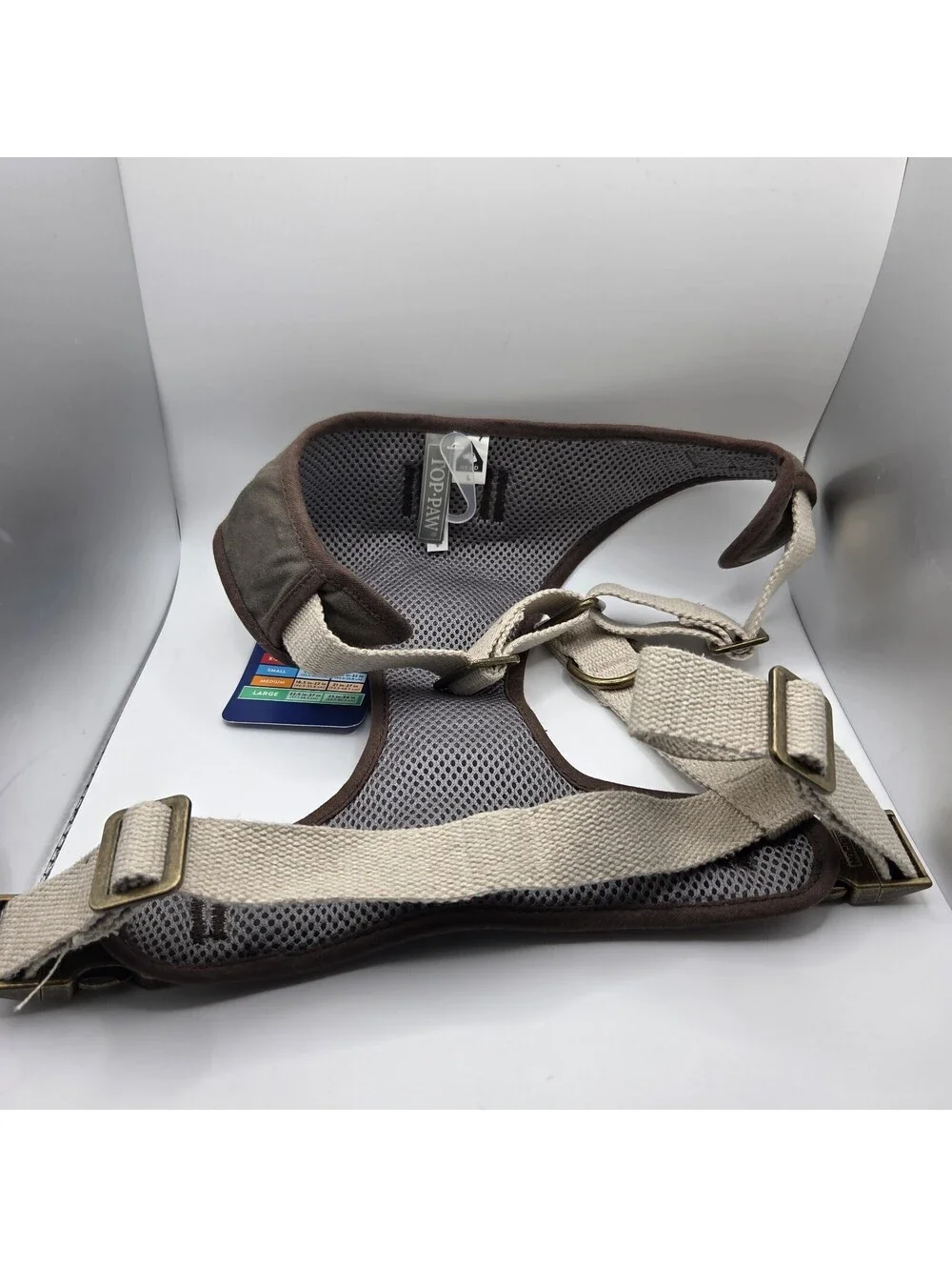 Top Paw Dog Harness Adjustable Waxed Canvas Brown Earthy Large